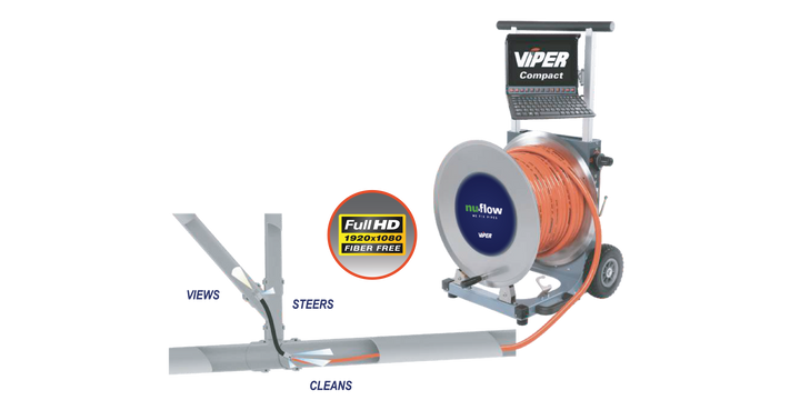 Viper Compact Steerable Jet-Powered Inspection System w/ Motorized Drum